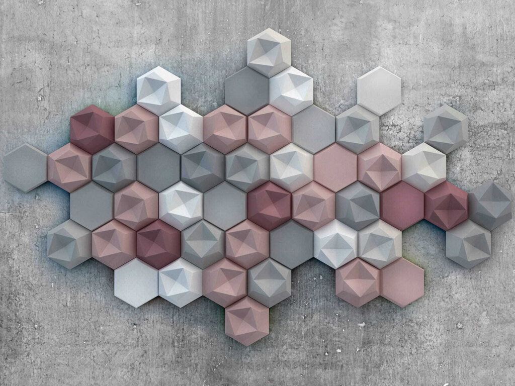 Hexagones effet béton — motif complet