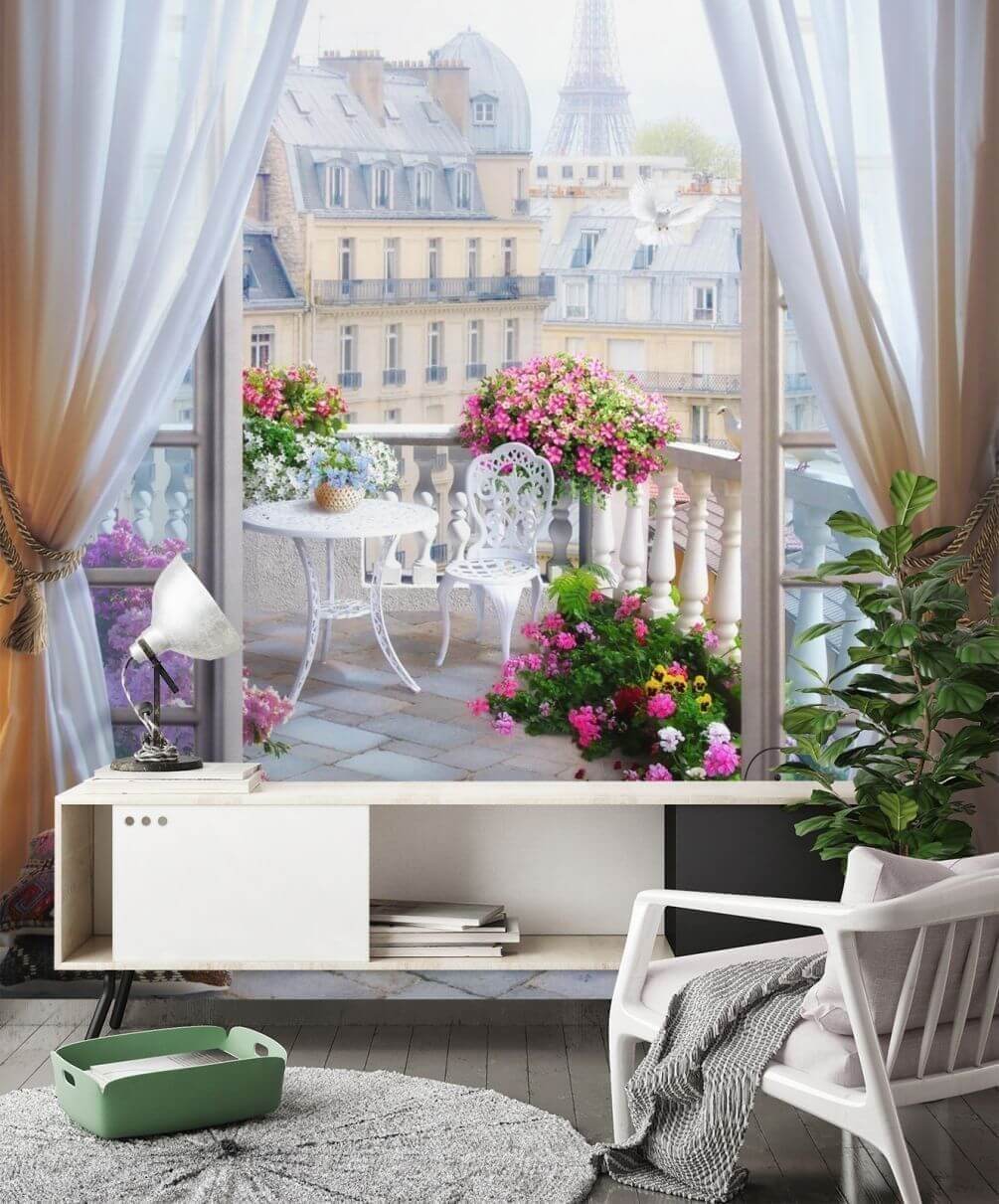 Balcon fleuri dans un intérieur