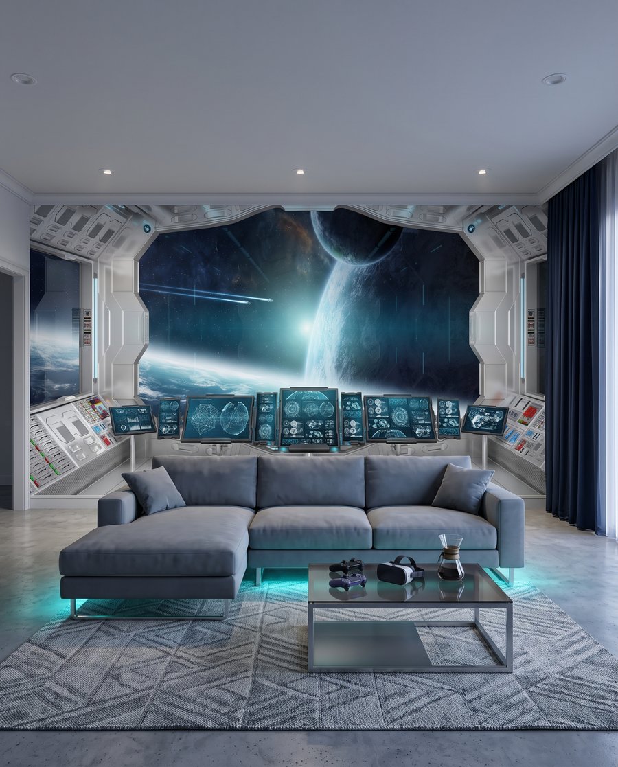 Vue depuis un vaisseau dans un intérieur