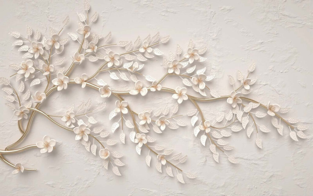 Rameaux fleuris délicats — motif complet