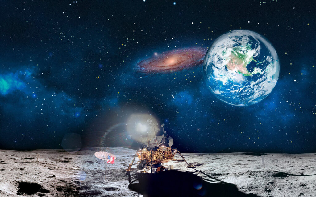 Terre sur l’horizon lunaire — motif complet