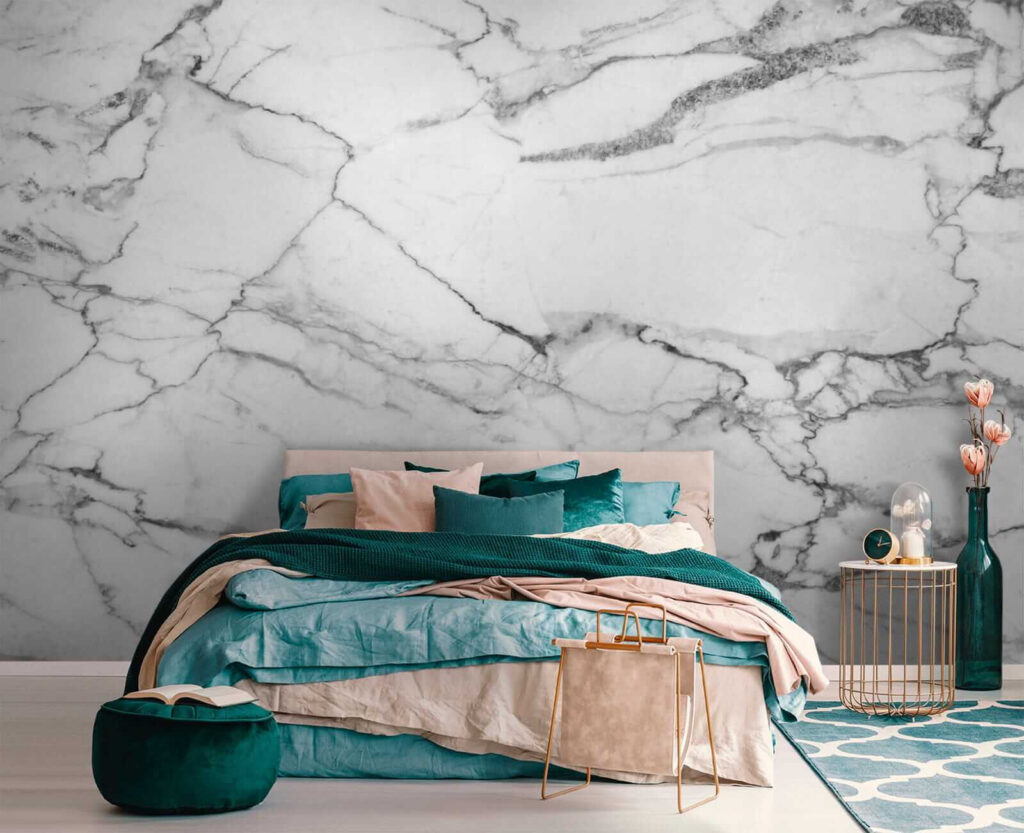 Marbre blanc, veines sombres — intérieur 2