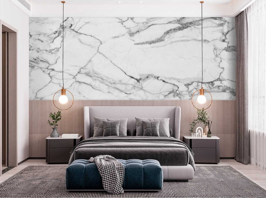Marbre blanc, veines sombres — intérieur 3