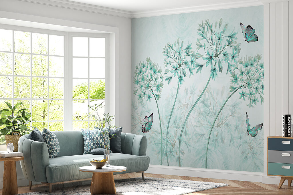 Papillons et ombelles dans un intérieur