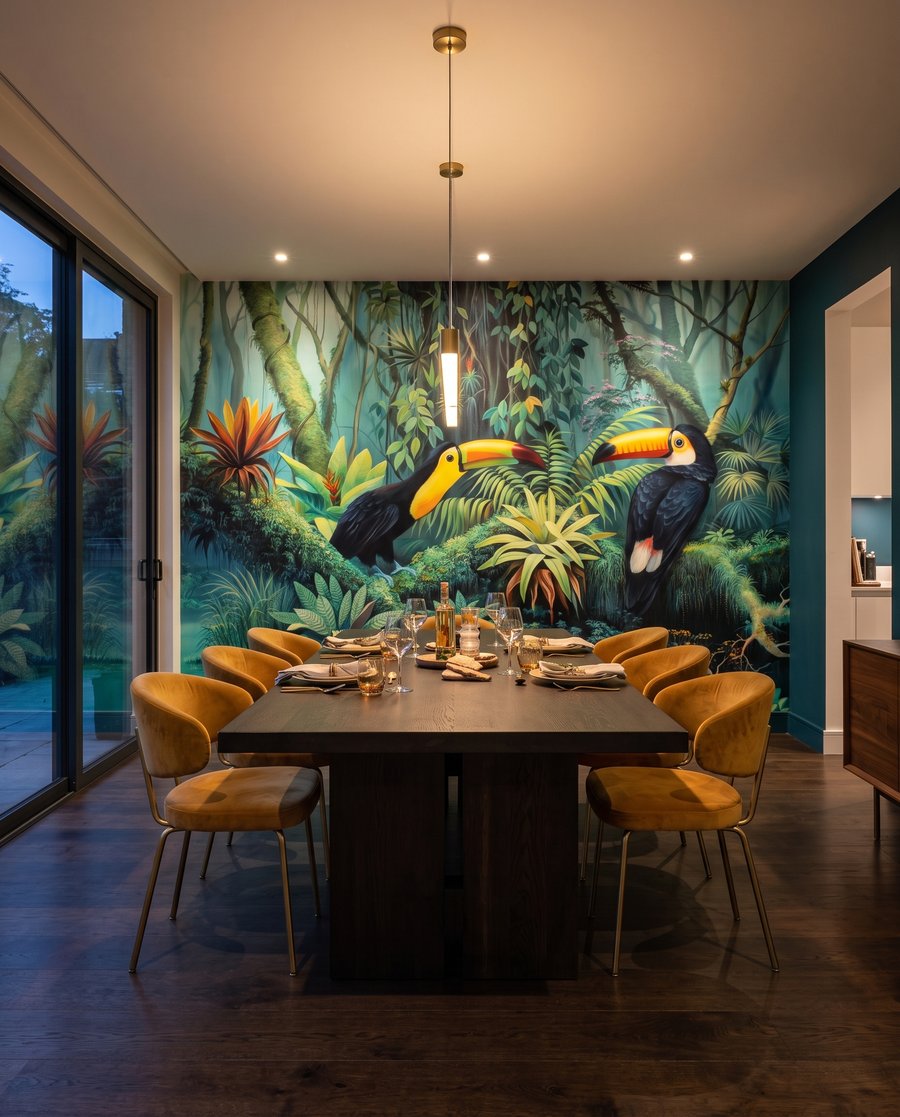 Toucans des tropiques dans un intérieur