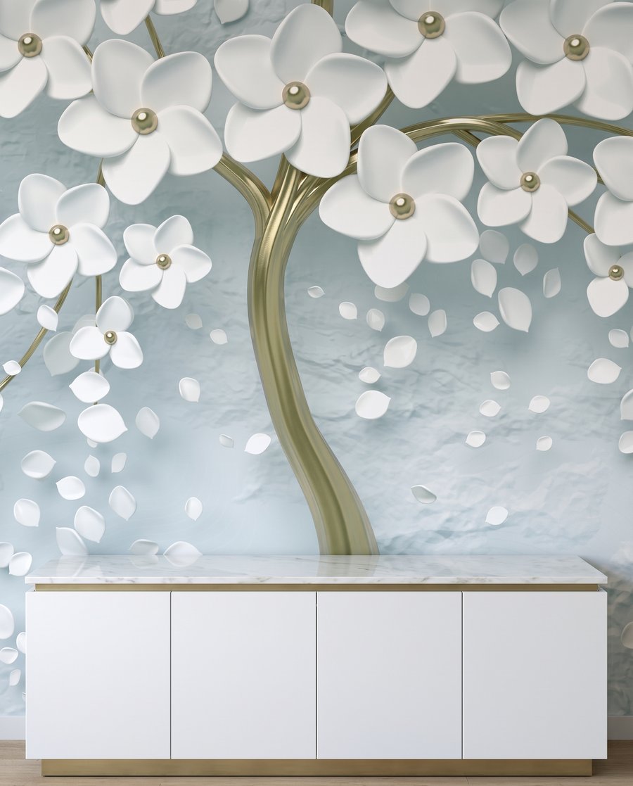 Fleurs blanches, tronc doré — intérieur 4