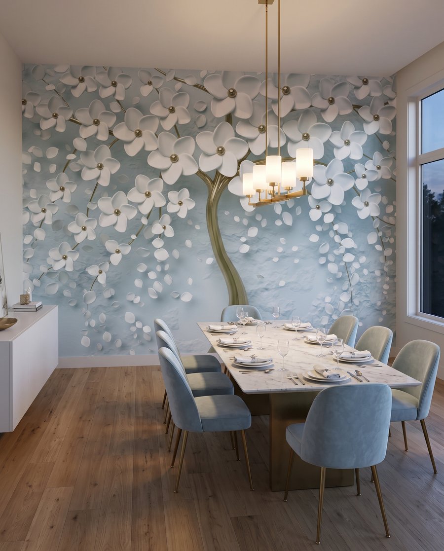 Fleurs blanches, tronc doré — intérieur 5