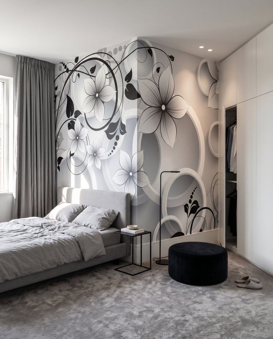 Fleurs et anneaux blancs dans un intérieur