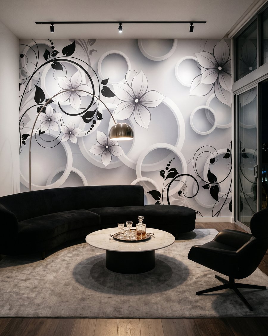 Fleurs et anneaux blancs dans un intérieur