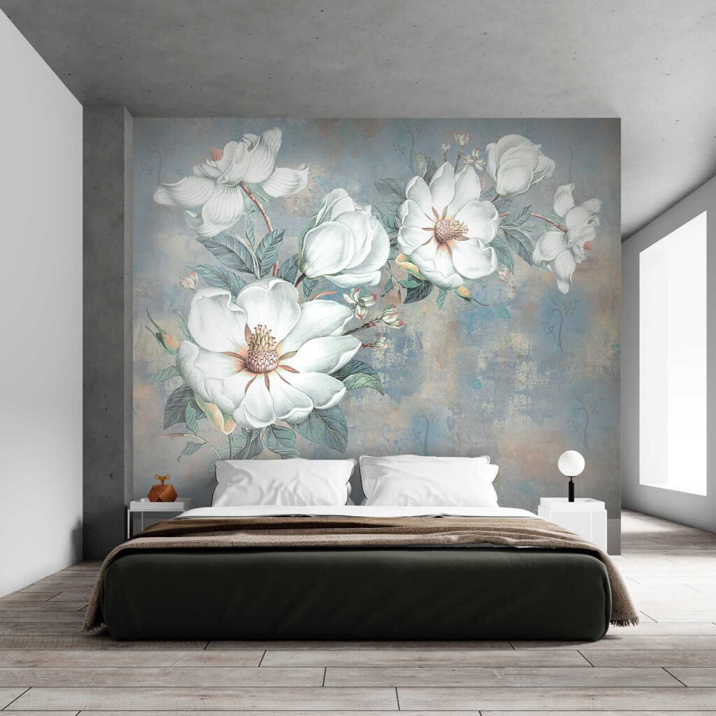 Fleurs blanches sur bleu — intérieur 2