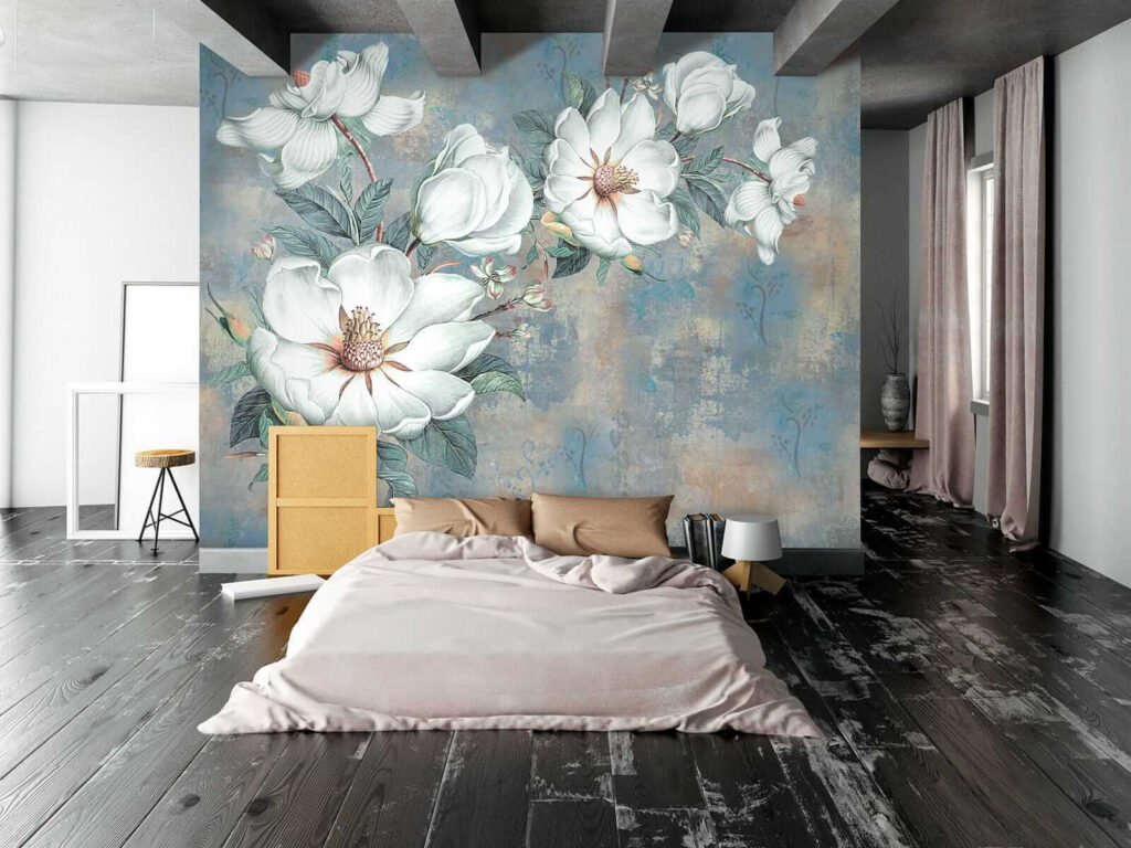 Fleurs blanches sur bleu — intérieur 3