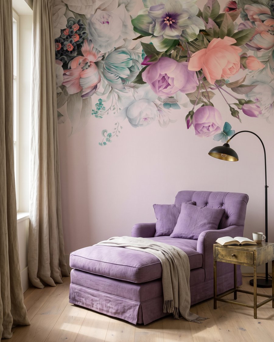 Bouquets en cascade dans un intérieur