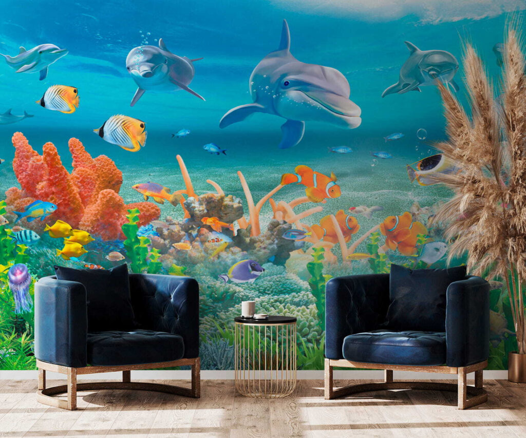 Dauphins sur le récif — intérieur 2
