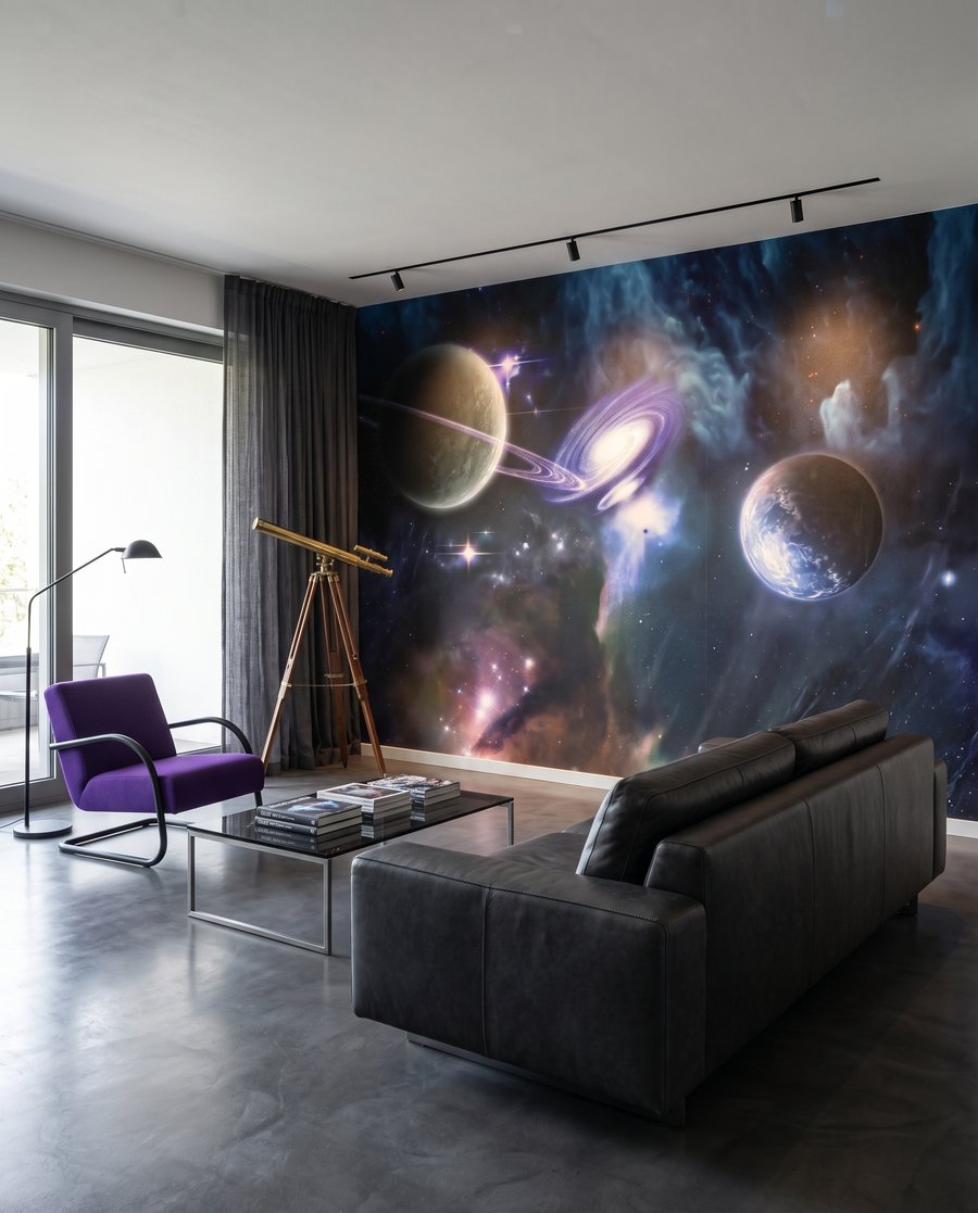 Cosmos bleu-violet dans un intérieur