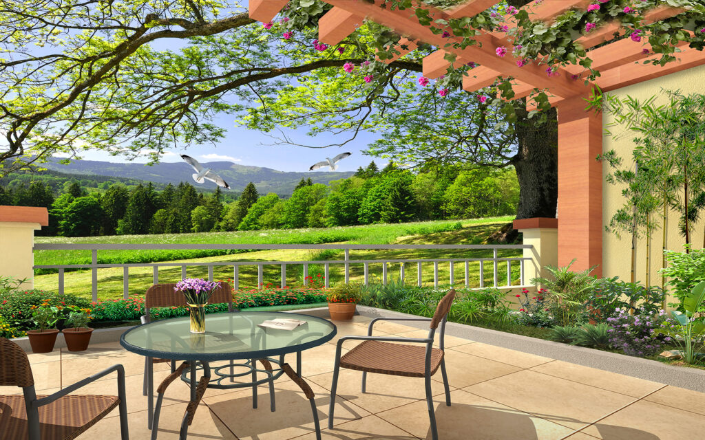 Terrasse ensoleillée — motif complet