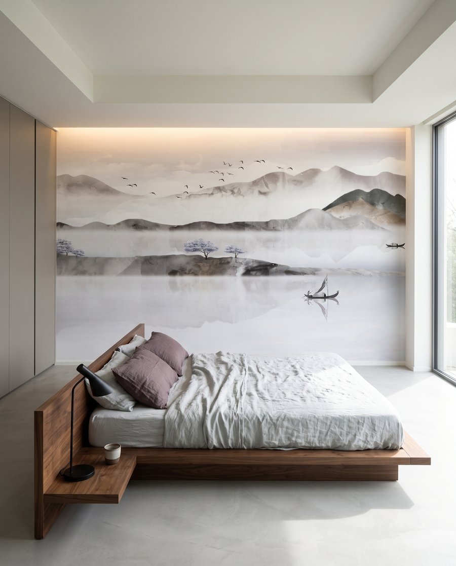Reflets des monts pâles dans un intérieur