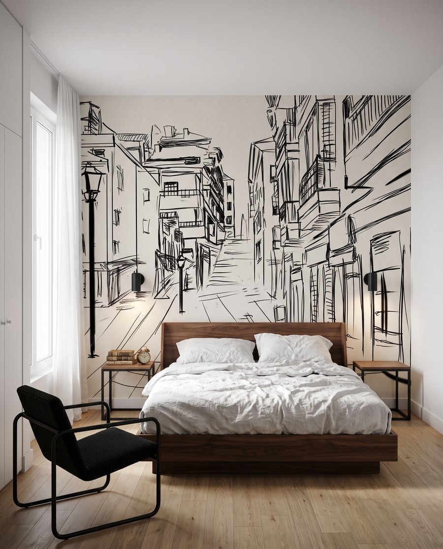 Ruelle esquissée dans un intérieur