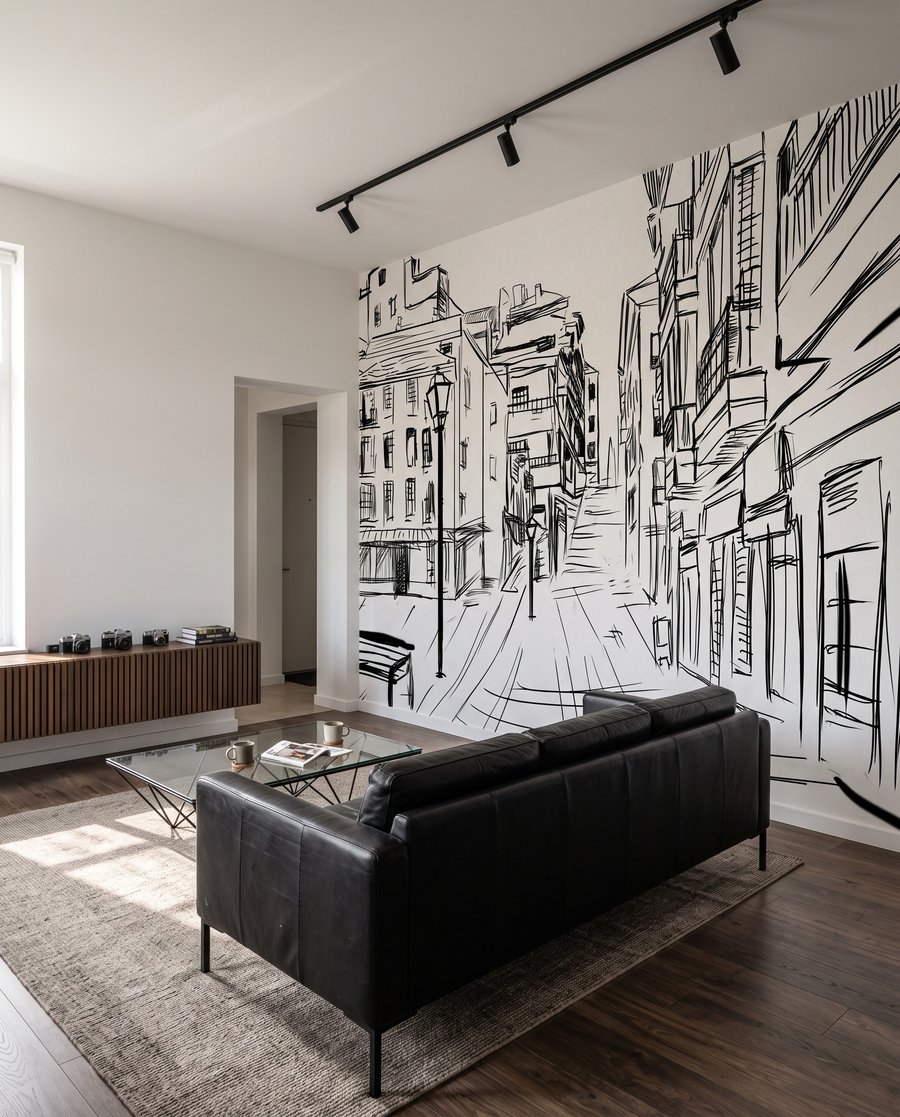 Ruelle esquissée dans un intérieur
