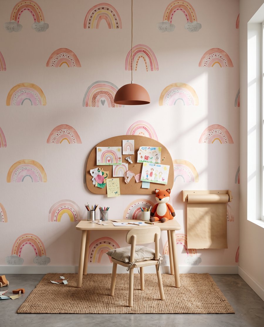 Petits arcs-en-ciel sur rose dans un intérieur