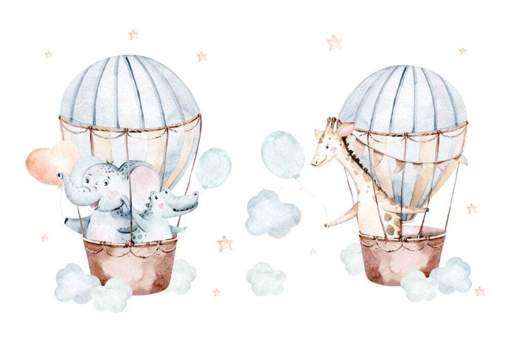 Animaux en montgolfière — motif complet