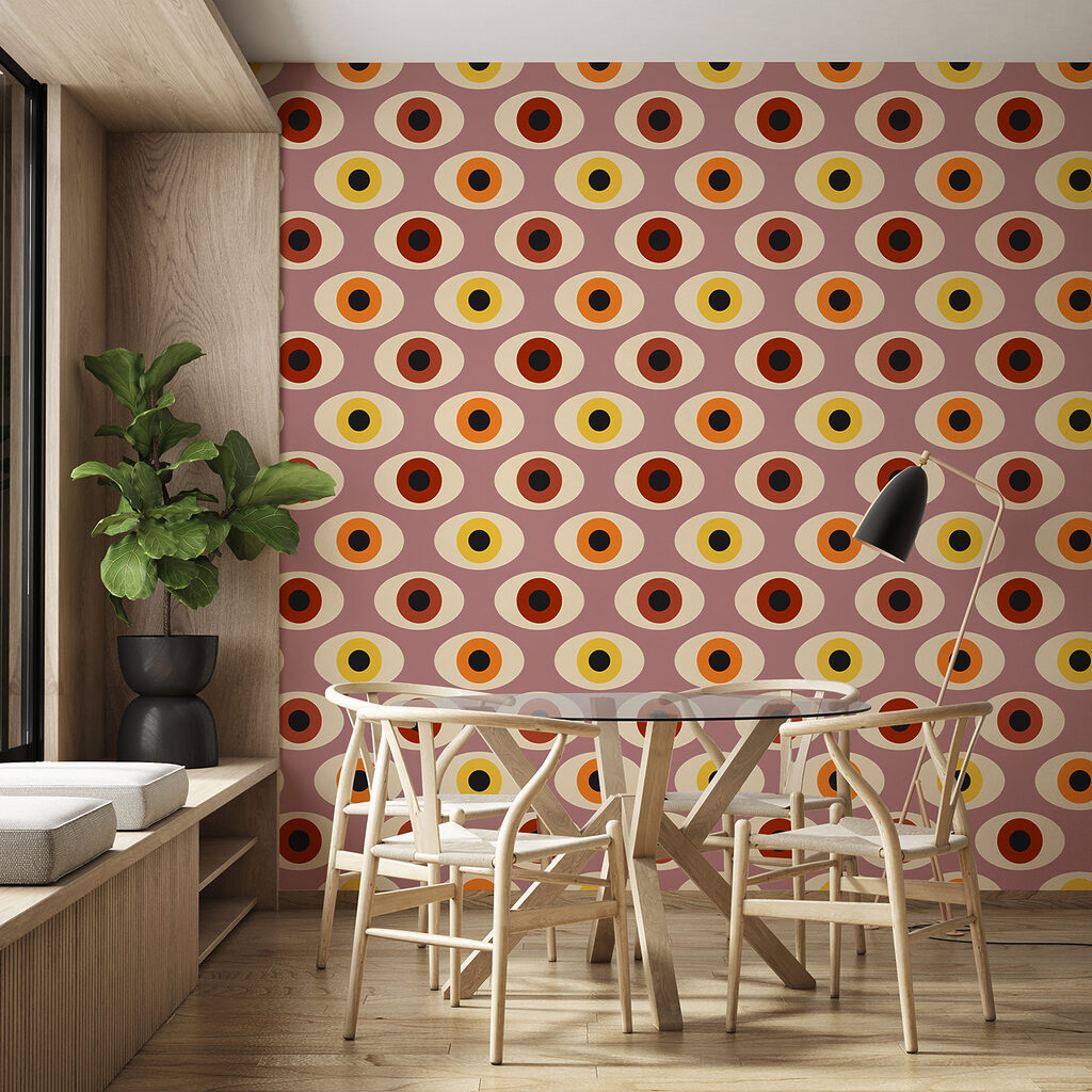 Cercles comme des yeux dans un intérieur