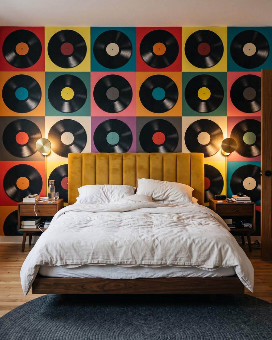 Vinyles en couleurs dans un intérieur