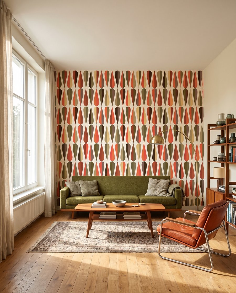 Gouttes au rythme rétro dans un intérieur
