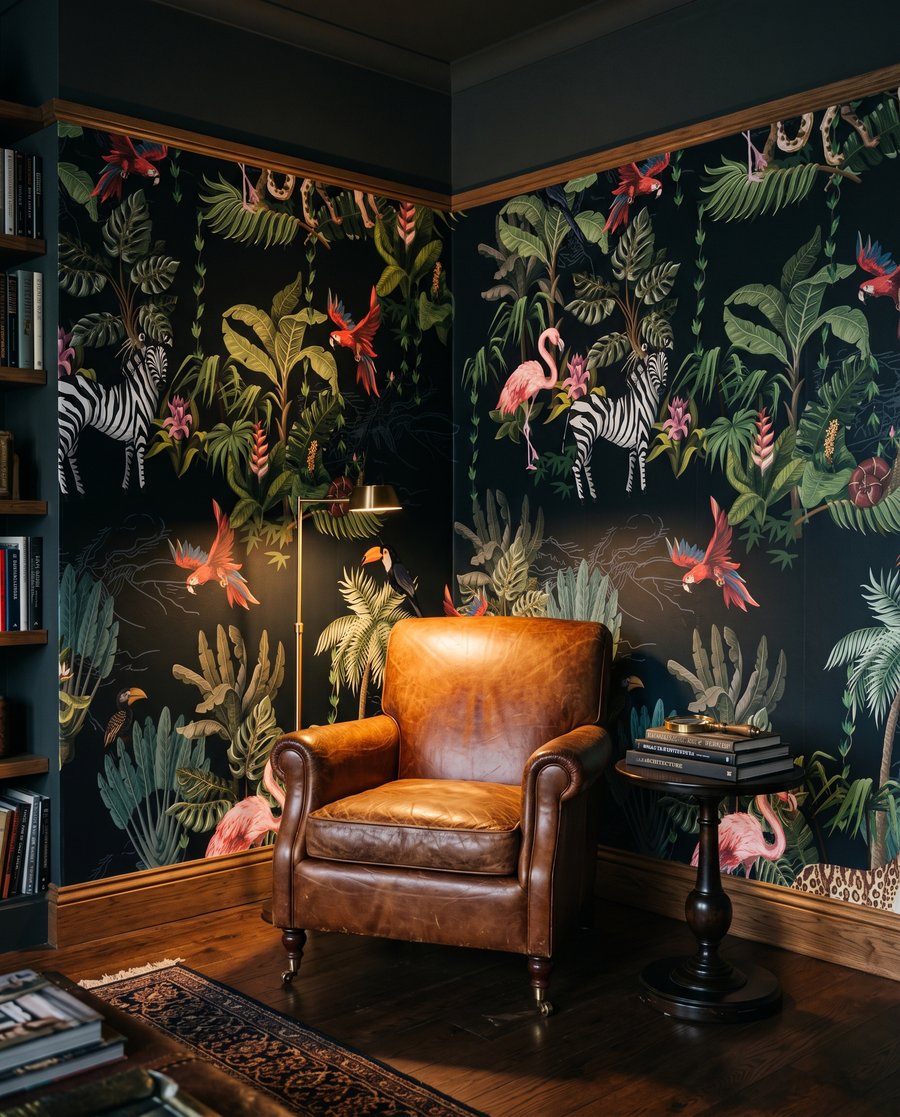 Flamants dans la nuit dans un intérieur