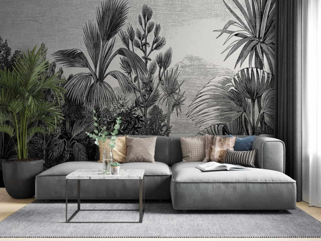 Hauts palmiers dessinés — intérieur 1