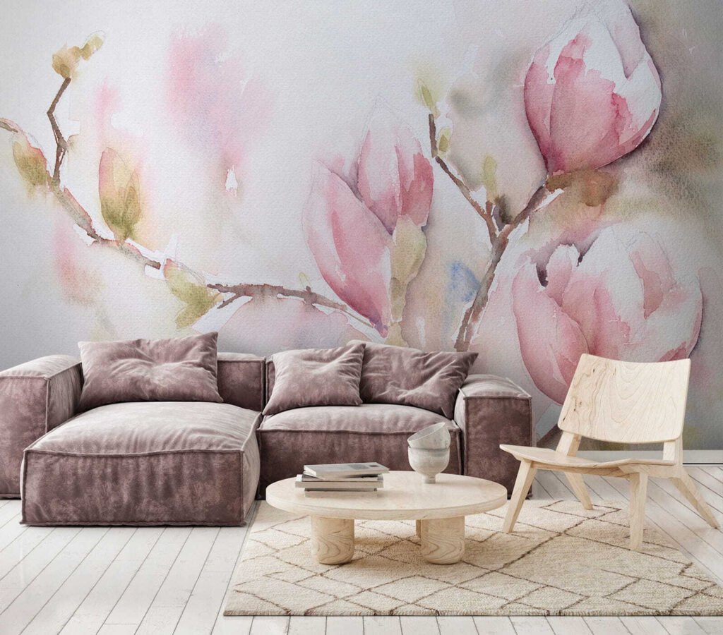 Rameaux de boutons roses — intérieur 1