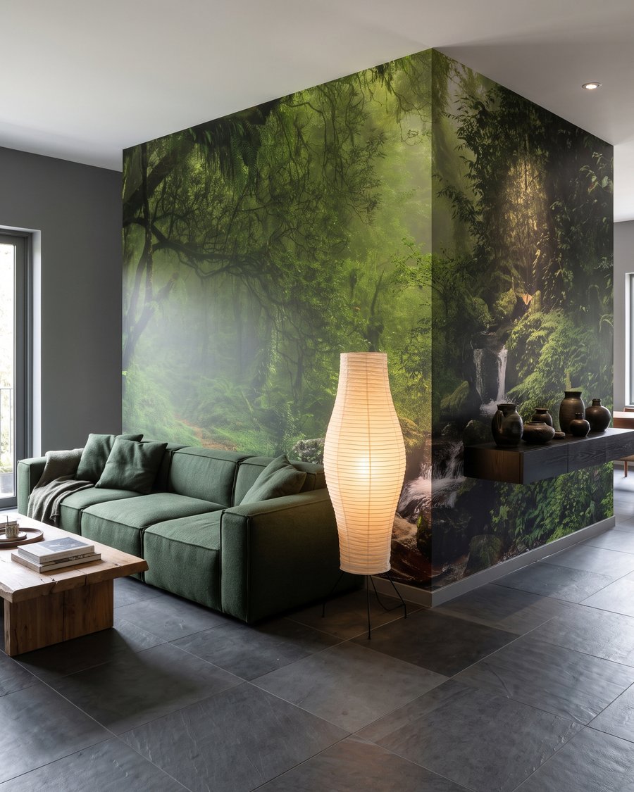 Ruisseau sous la ramure dans un intérieur