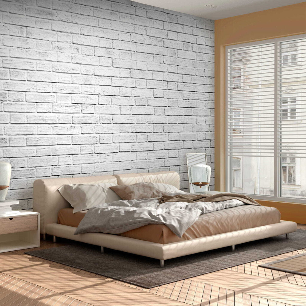 Mur de briques blanches dans un intérieur
