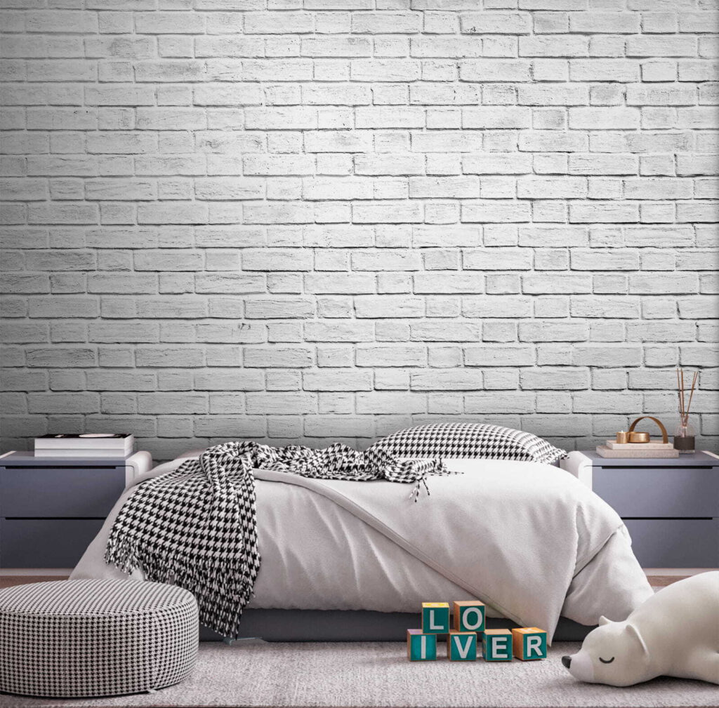 Mur de briques blanches dans un intérieur
