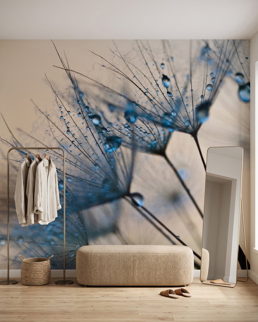 Rosée sur duvet léger dans un intérieur