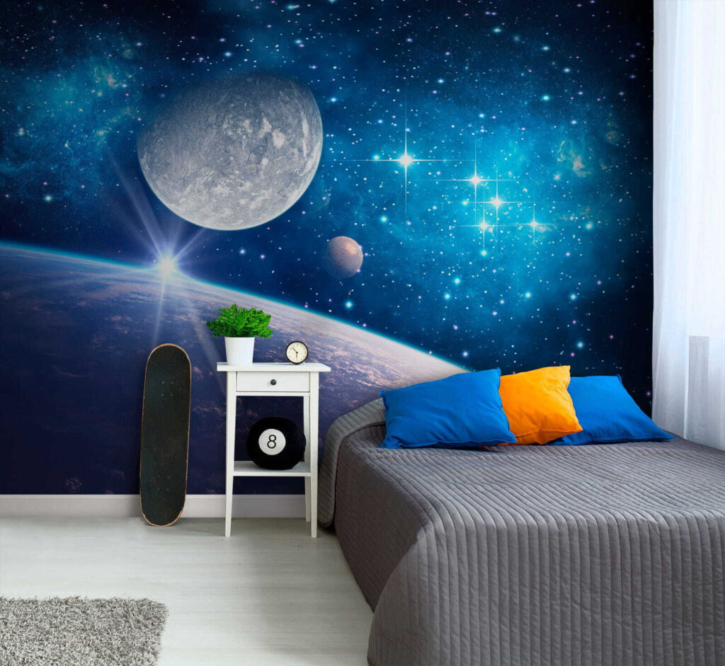 Lune aux étoiles bleues dans un intérieur