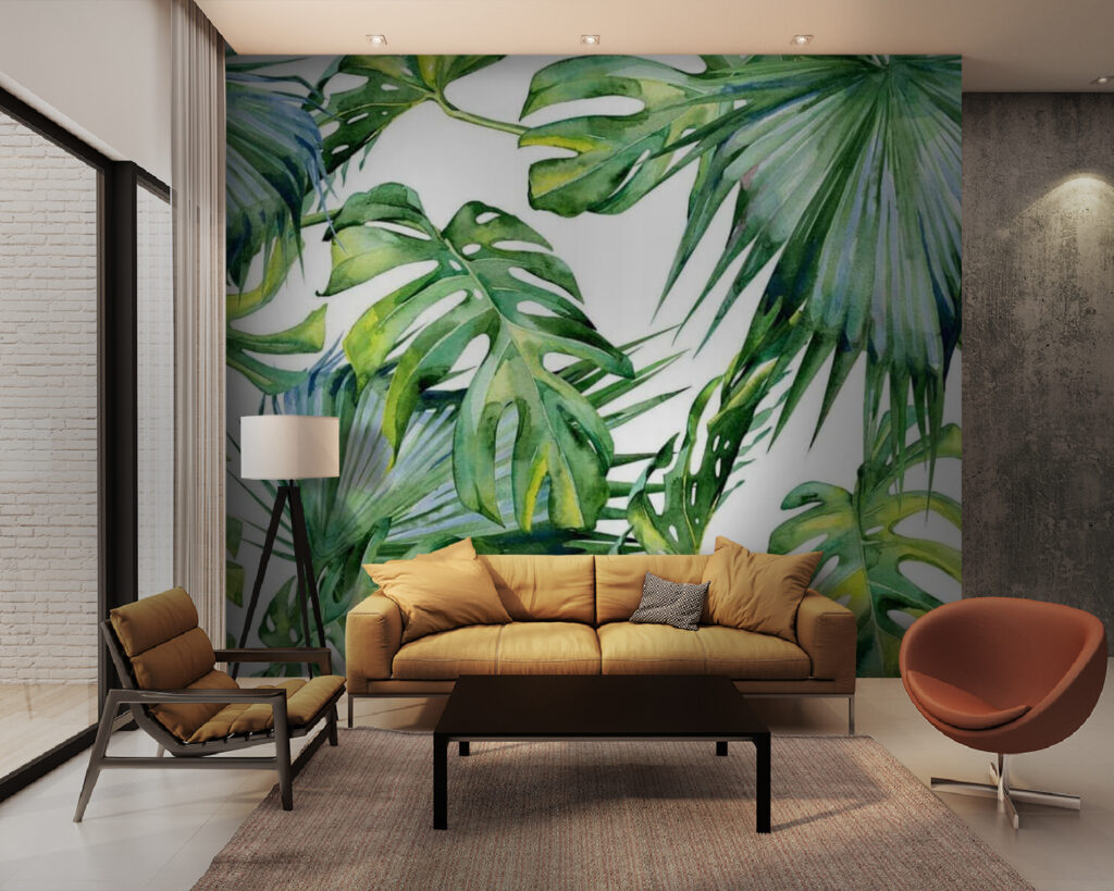 Feuilles tropicales vert vif — intérieur 2