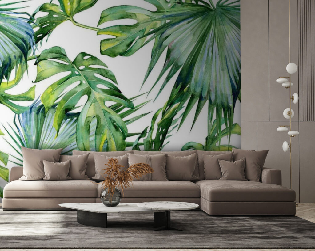 Feuilles tropicales vert vif — intérieur 1