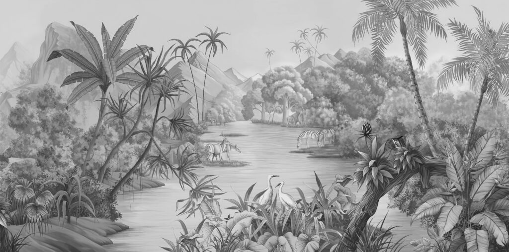 Rivière en forêt tropicale — motif complet
