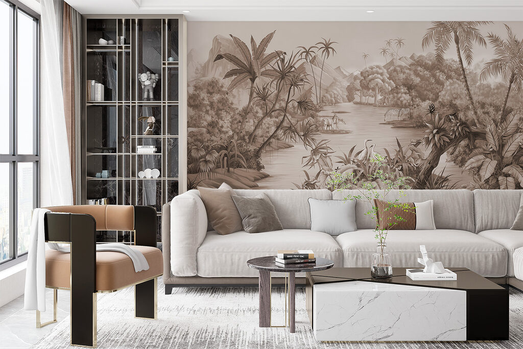 Rivière en forêt tropicale dans un intérieur