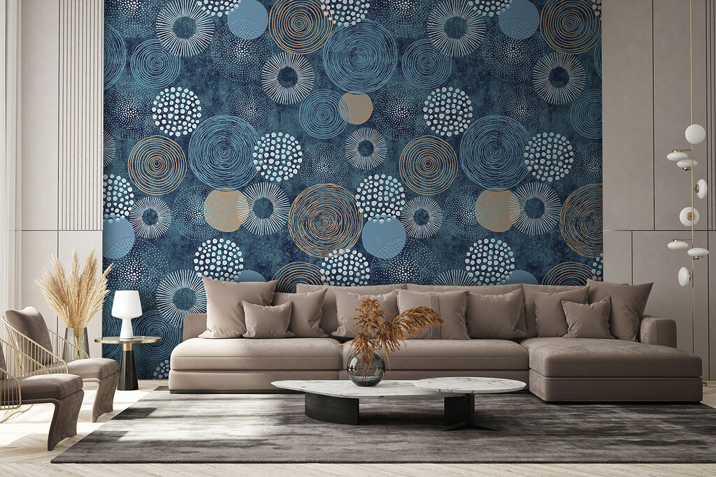 Cercles sur bleu océan dans un intérieur