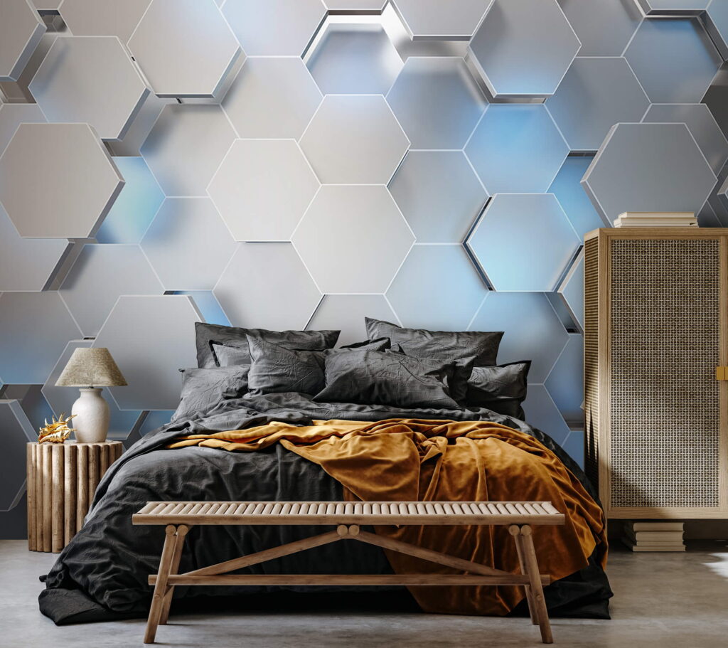Hexagones bleu clair dans un intérieur