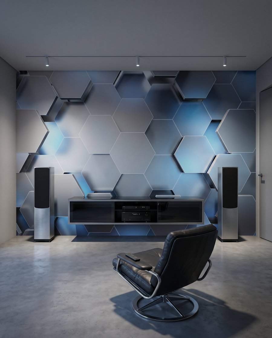 Hexagones bleu clair dans un intérieur
