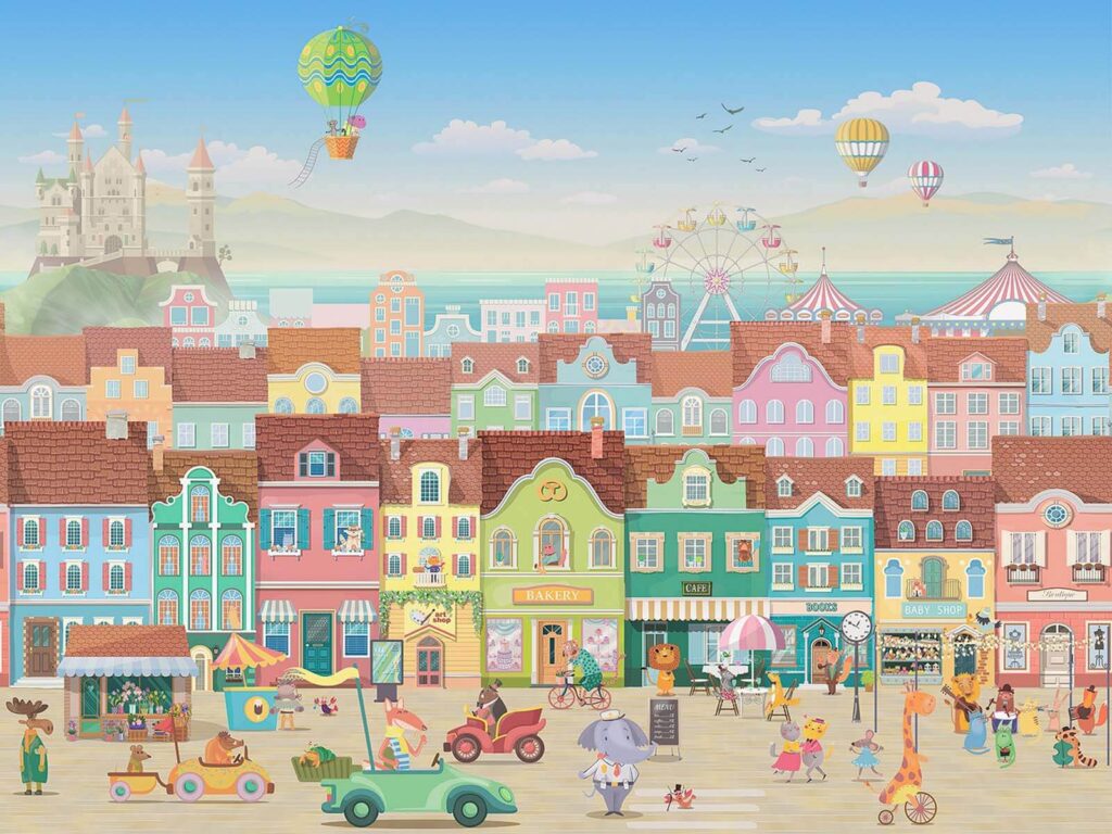 Ville en bande dessinée — motif complet