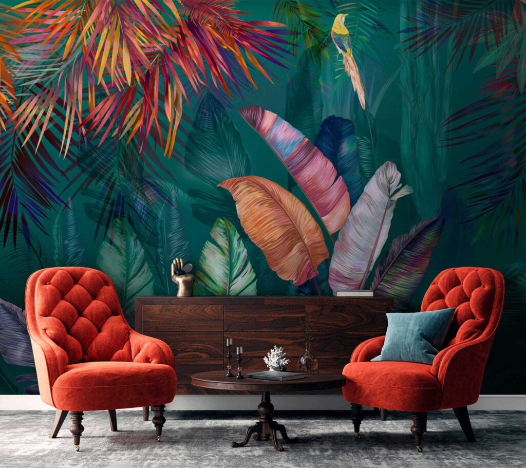 Feuillage couleur joyau dans un intérieur