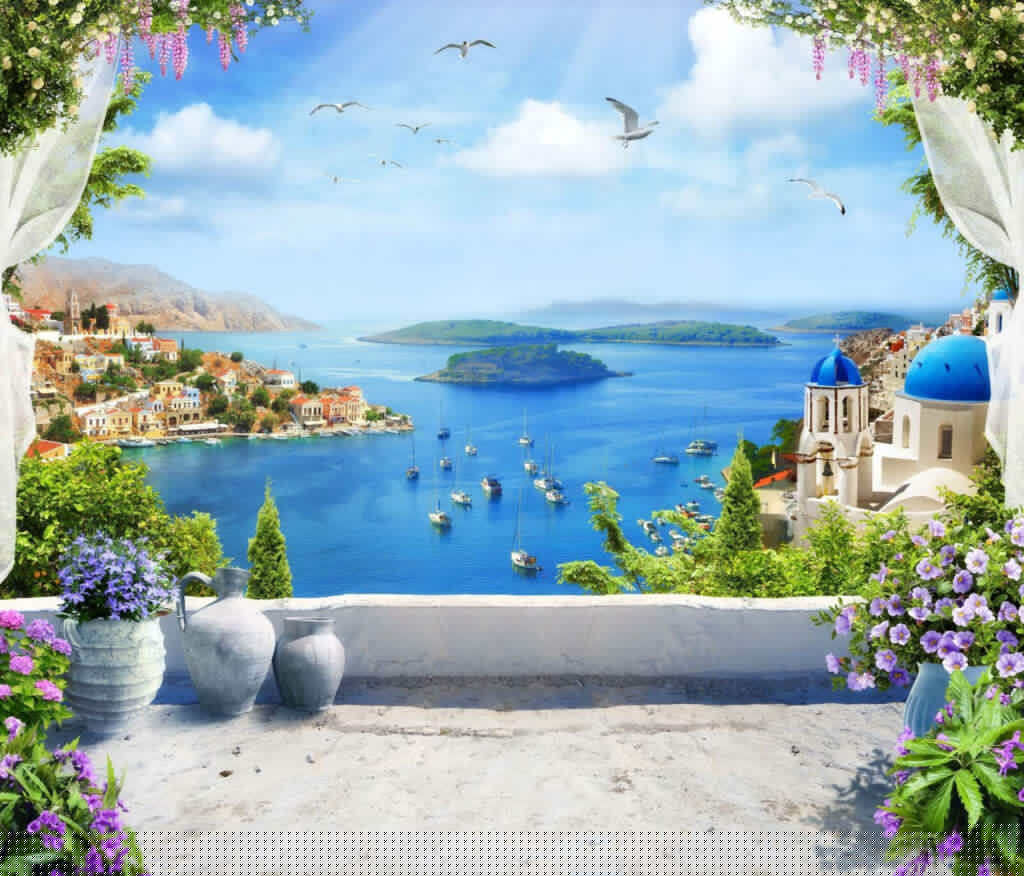 Terrasse face au bleu — motif complet