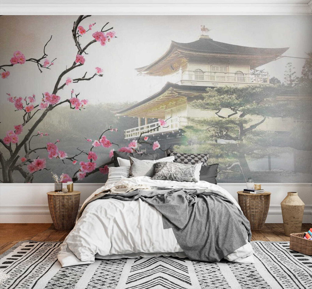 Fleurs autour du temple dans un intérieur