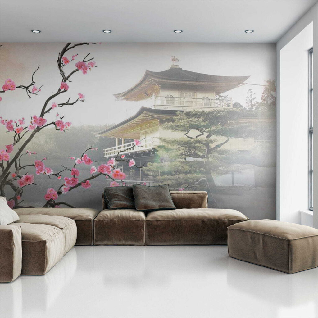 Fleurs autour du temple dans un intérieur