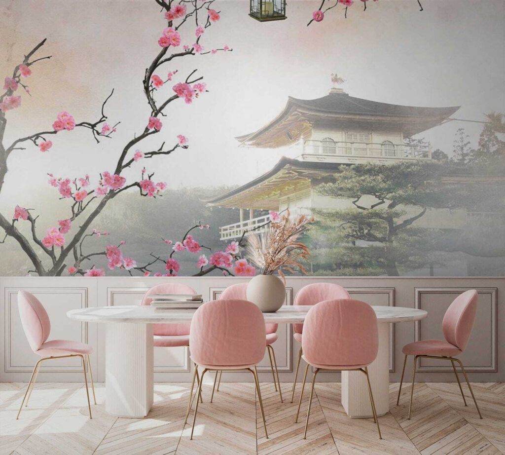 Fleurs autour du temple dans un intérieur