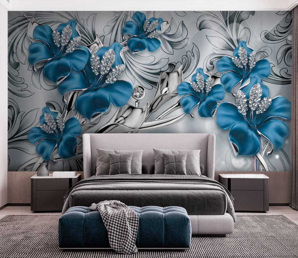 Orchidées aux volutes d’argent dans un intérieur