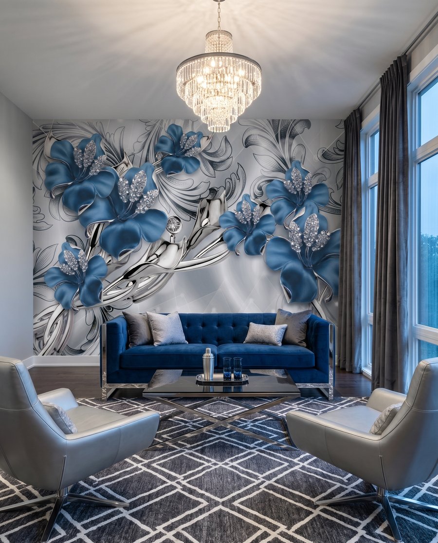 Orchidées aux volutes d’argent dans un intérieur